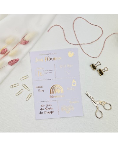 Geburtsposter | Geburtstafel veredelt mit Goldfolie