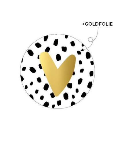 Aufkleber goldenes Herz mit Dots